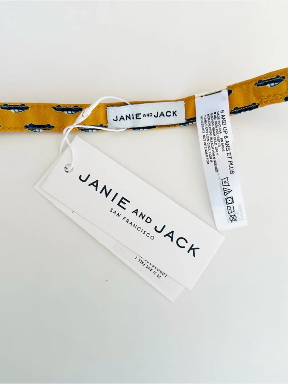 Janie and Jack Pastel Plaid & Mustard Car Bow Tie Set
